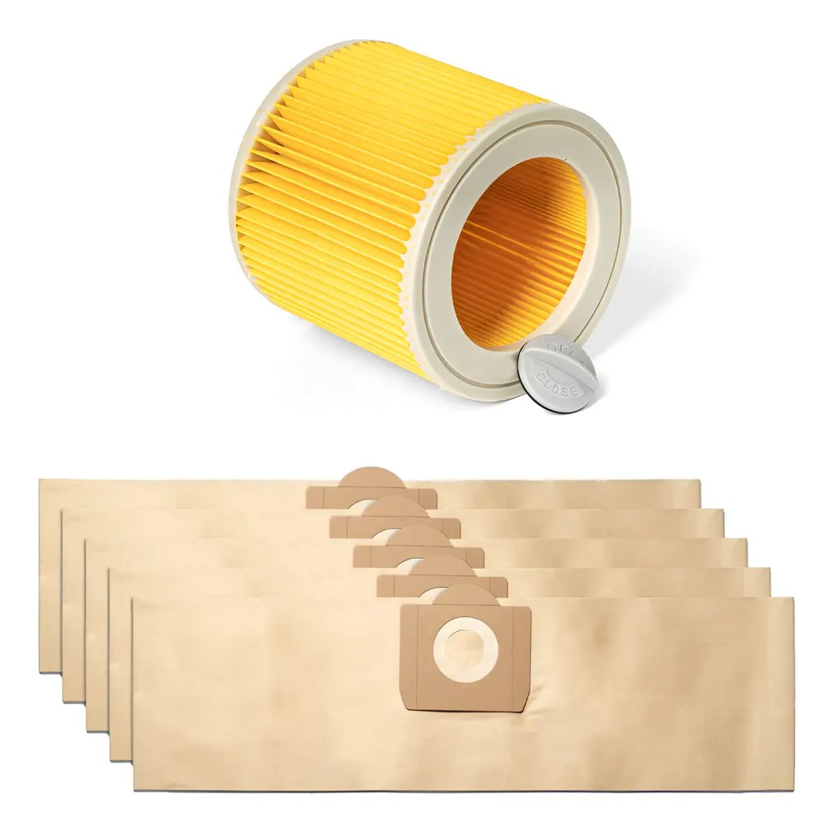 GENERICO - 5 Bolsas De Polvo + Filtro Para Aspiradora Karcher Wd3