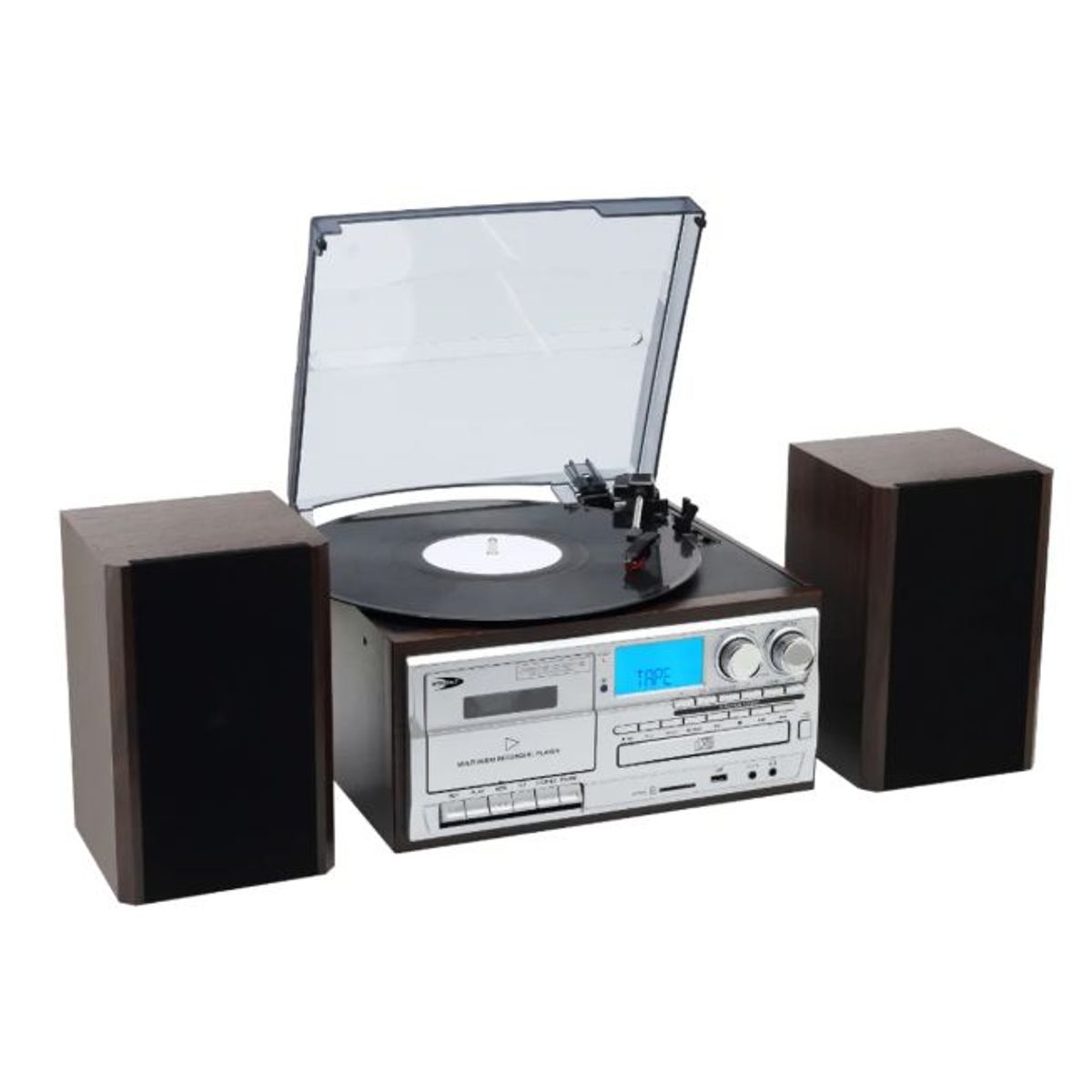 GENERICO - Tornamesa Bluetooth Con Cd Y Cassette + Parlantes Externos