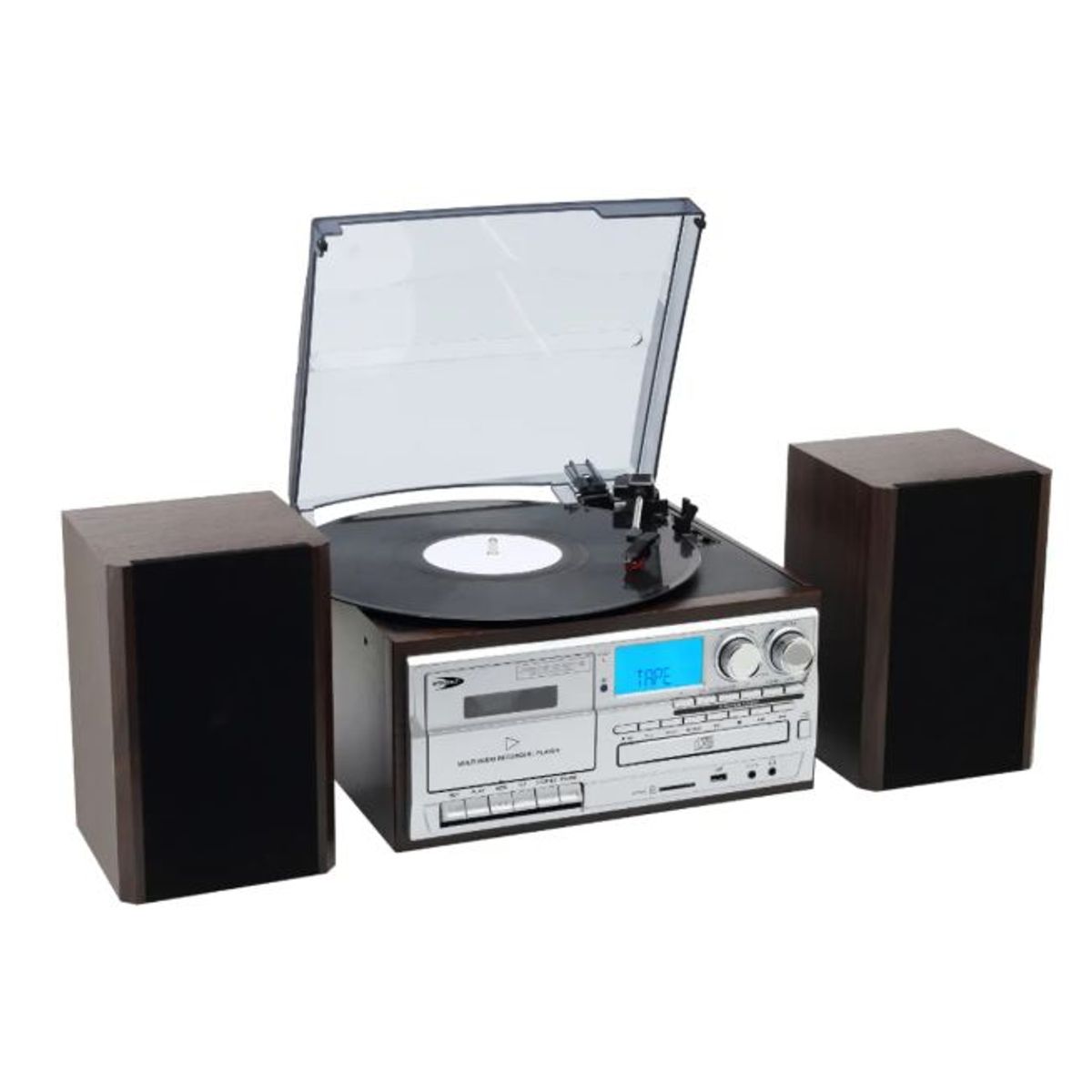 GENERICO - Tornamesa Bluetooth Con Cd Y Cassette + Parlantes Externos