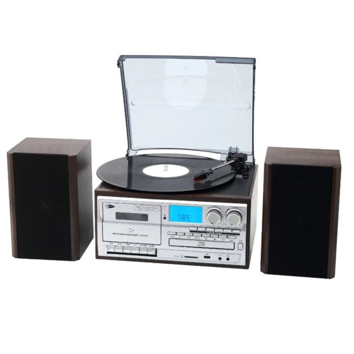 GENERICO - Tornamesa Bluetooth Con Cd Y Cassette + Parlantes Externos
