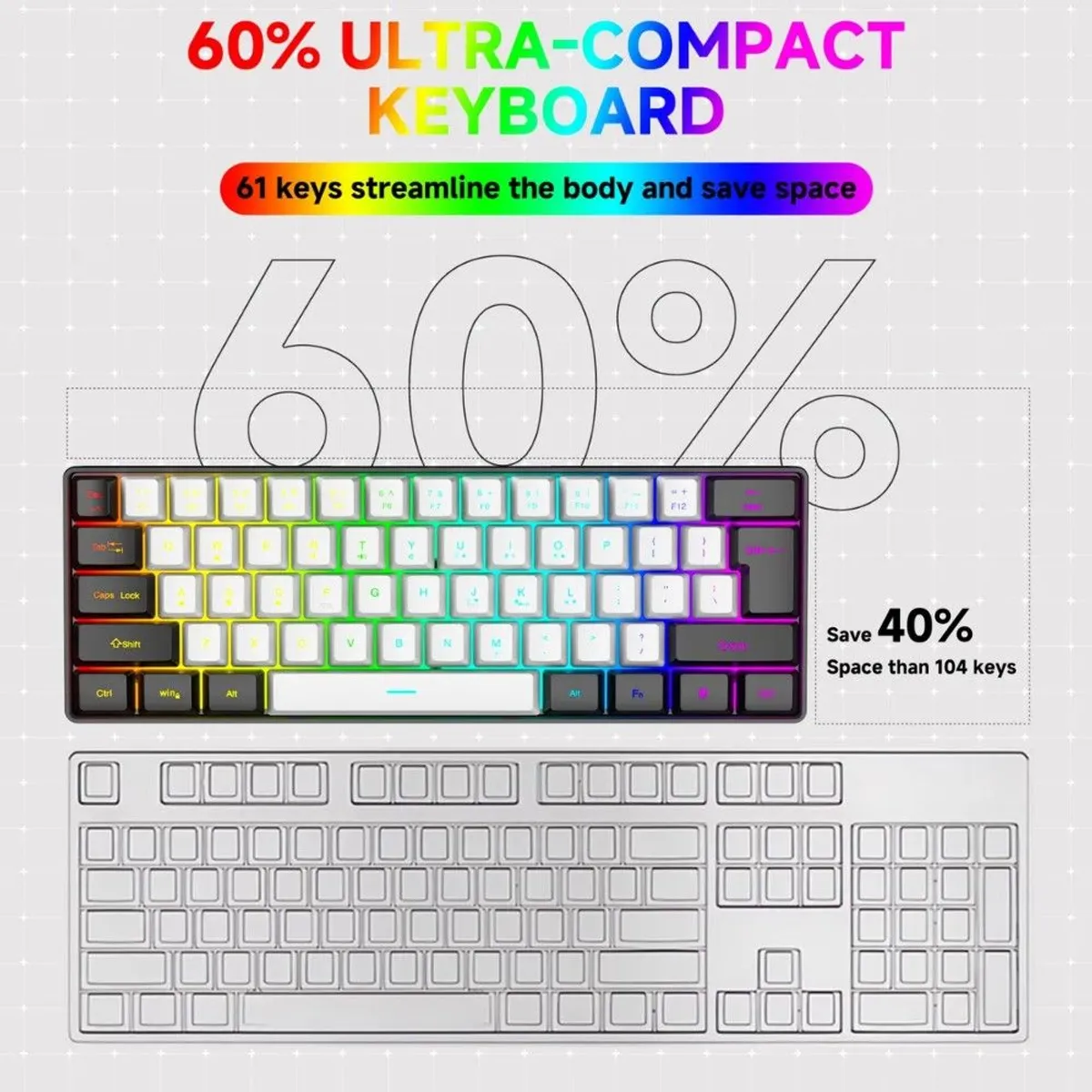 GENERICO - Teclado Mecánico Gamer Qwerty Inglés Us Para Pc Con Luz Rgb