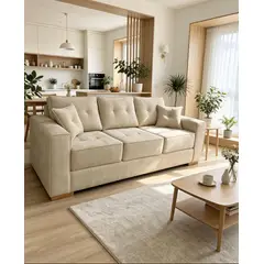 MUEBLERIA SYS - Sofa Esmeralda 3C Beige Tapiz Antifluidos