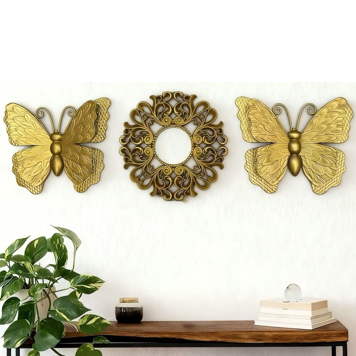 GENERICO - Set Mariposas Flor Dorado Taller Sin Fronteras