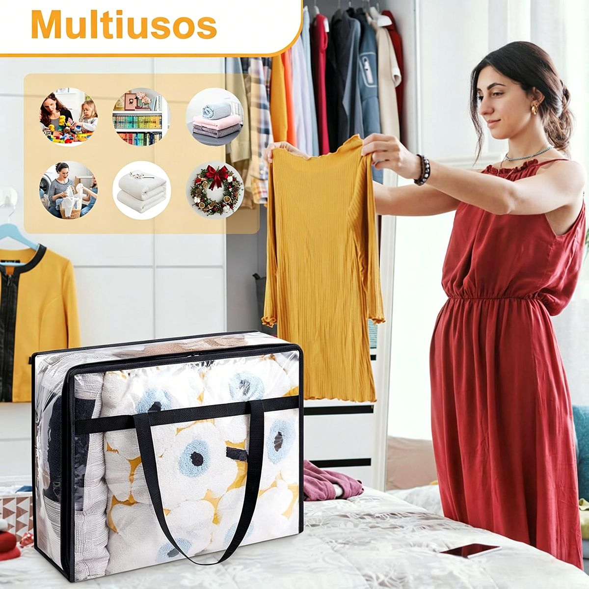 GENERICO - Set X8 Bolsas Organizadoras Almacenamiento Cajas De Pvc 40L