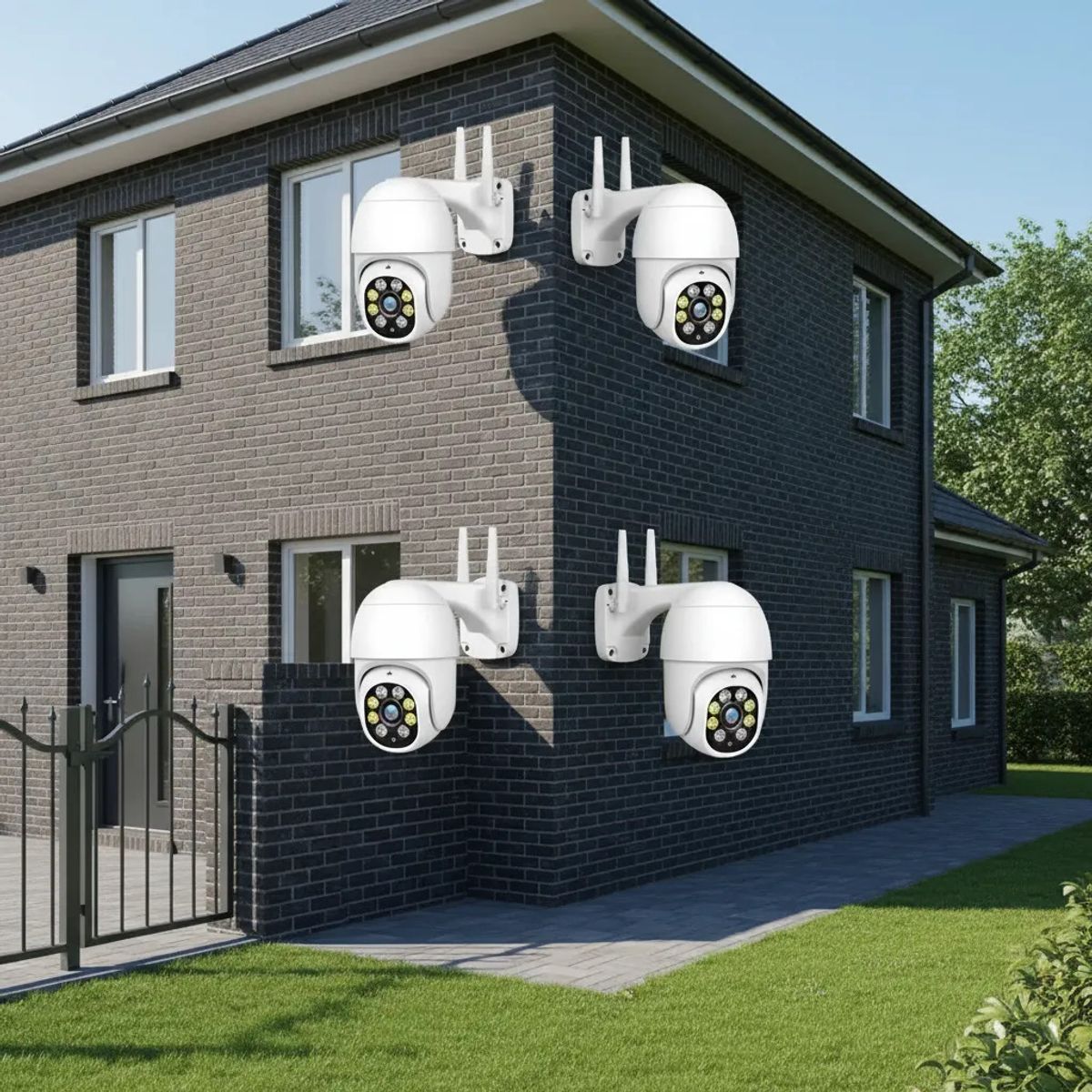 IRM - Camaras Pack 4 Seguridad Exterior Wifi 1080p Domo Ptz Monitoreo 360 Inalambrica Vision Nocturna Kit