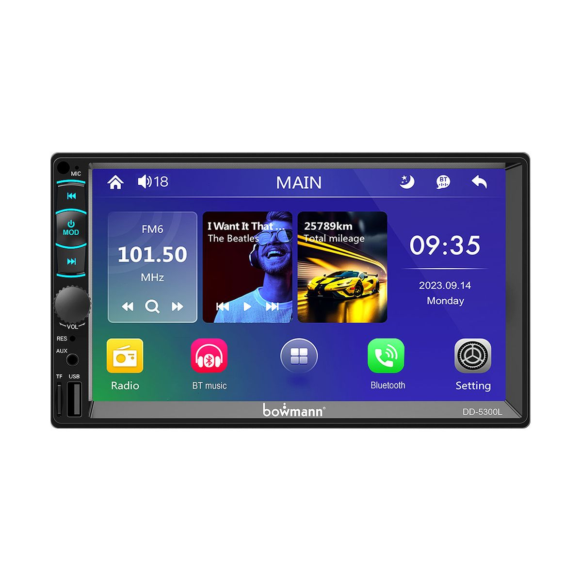 BOWMANN - Radio Auto 2 Din Bluetooth Mirrorlink Usb Pantalla táctil 7" Dd-5300l