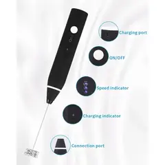 MOVI - BATIDOR DE CAFE ELÉCTRICO RECARGABLE USB CON CABEZALES INTERCAMBIABLES