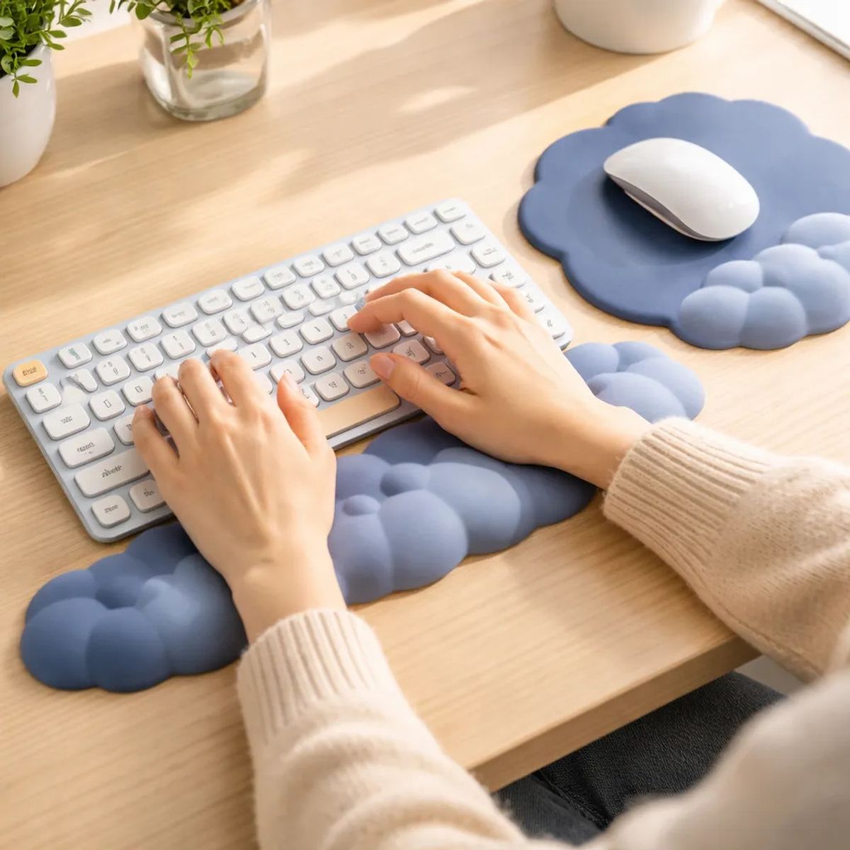 VIDA BUENAS - Reposamuñecas Nube + Mouse Pad + Posavasos Suave