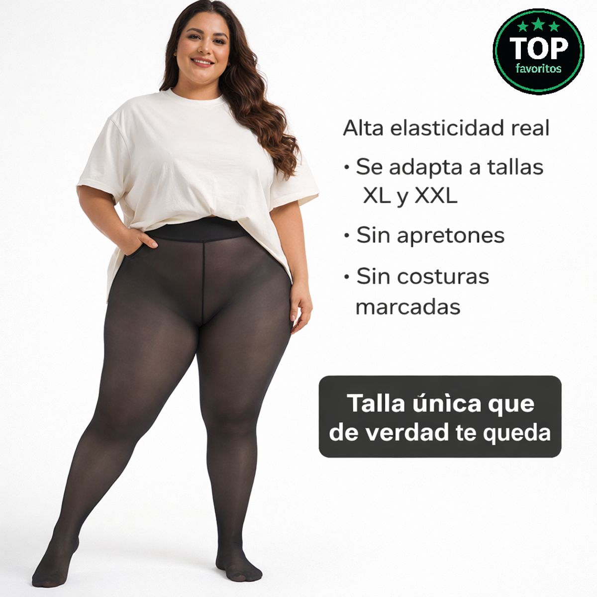 MOVI - Calza Segunda Piel Cintura Alta Talla Única  Efecto Modelador  Nylon Spandex
