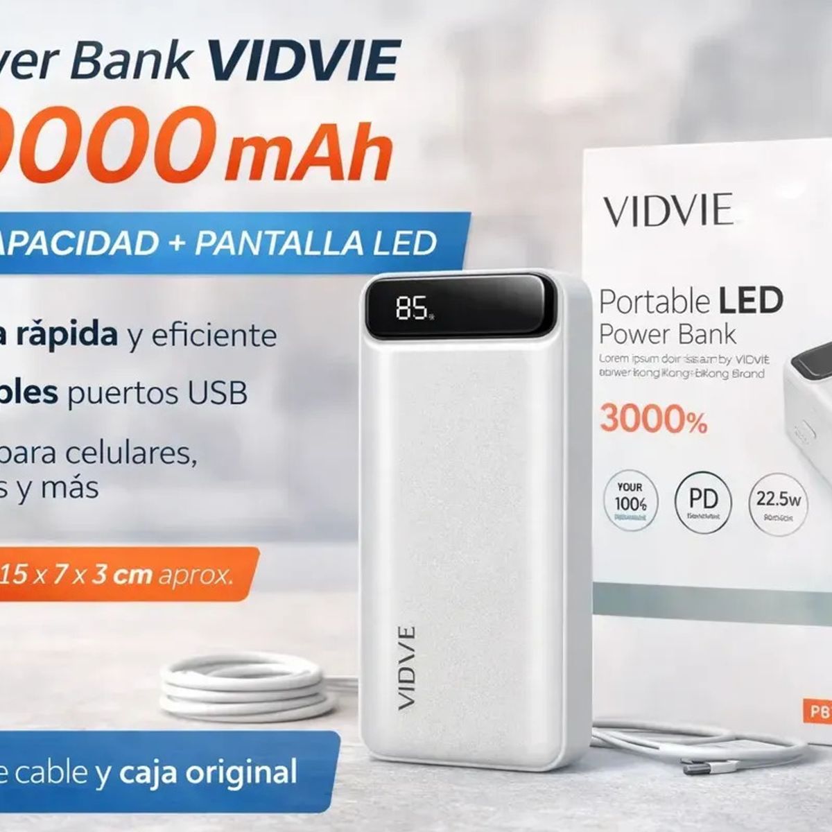 IRM - Cargador Portatil 30000mah Powerbank Carga Rapida Con Pantalla Digital Para Celular Tablet Smart