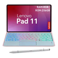 LENOVO - Tablet Pad 11 2025 8+256GB 11" WIFI 2.5K-Gris+Teclado Rosa retroiluminado en color+Lápiz