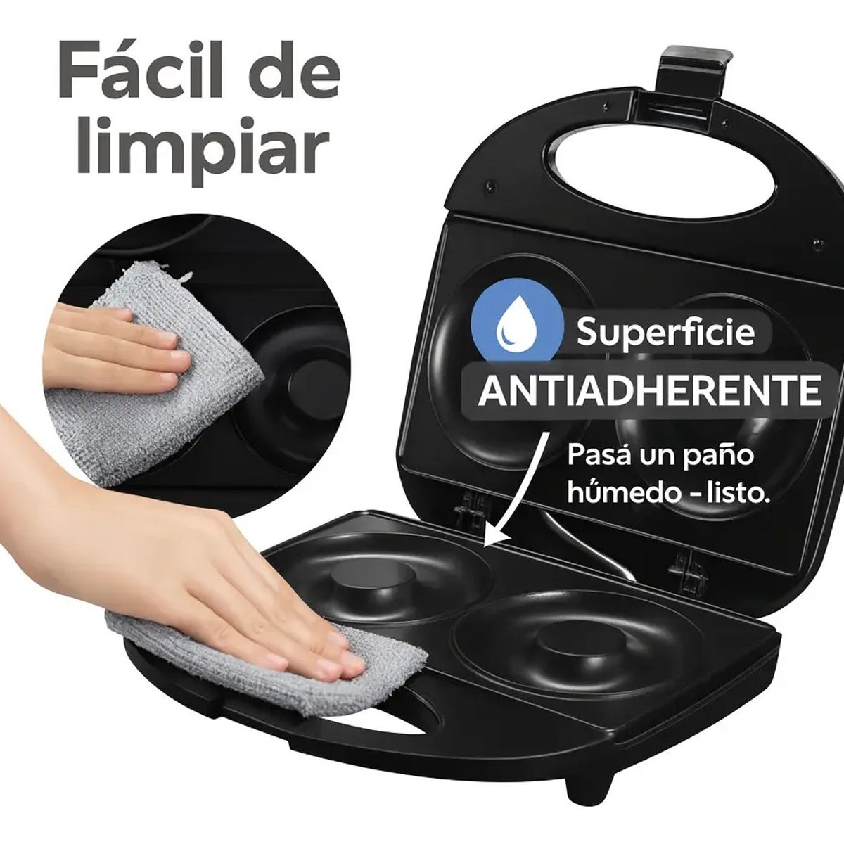 IRM - Maquina Para 2 Donas Grandes Postrera Con Placas Antiadherentes Reposteria Casera Hogar