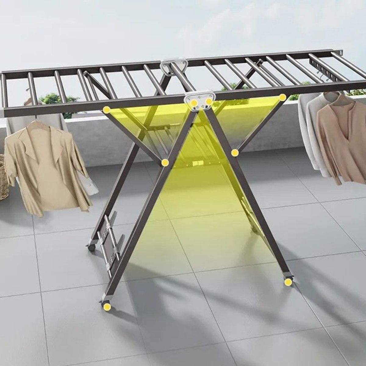 EVERSO - Tendedero Colgador De Ropa Plegable Acero Inoxi 180cm 50kg
