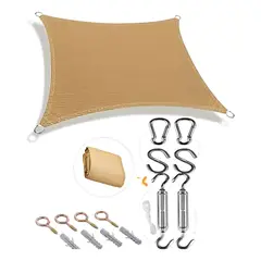 KUANGYE - Malla Sombra Vela Tela Lona Toldos 6x4 Raschel 95% Sombra Con Accesorios