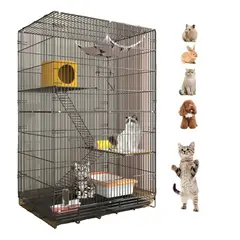 KUANGYE - Casa Grande for Gatos de 3 Pisos, Jaula Plegable for Mascotas 68x50x105cm