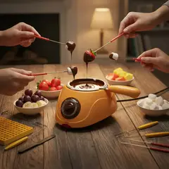 IRM - Maquina De Fondue Amarilla Chocolatiere Olla De Aluminio Fundidor Chocolate Queso Postres