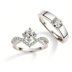 GENERICO - 2 Anillos Duo Promesa Plata Fina Amor Parejas Compromiso