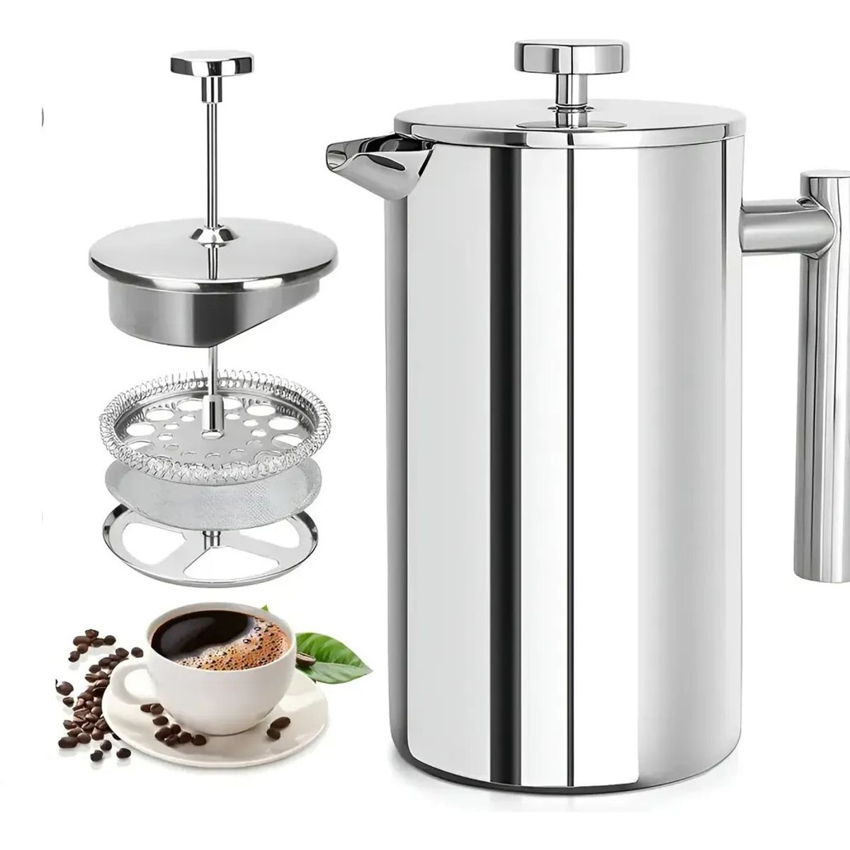EVERSO - Cafetera De Prensa Francesa 800ml De Acero Inoxidable
