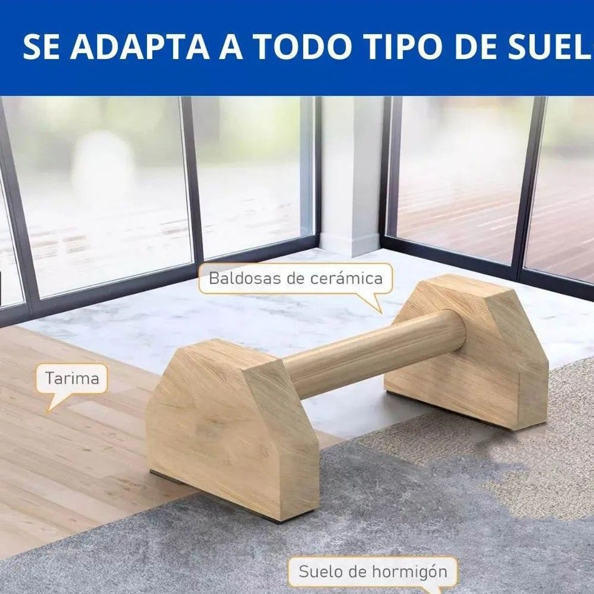 GENERICO - Mini Paralelas De Madera Calistenia Fitness Barra + Bolsa