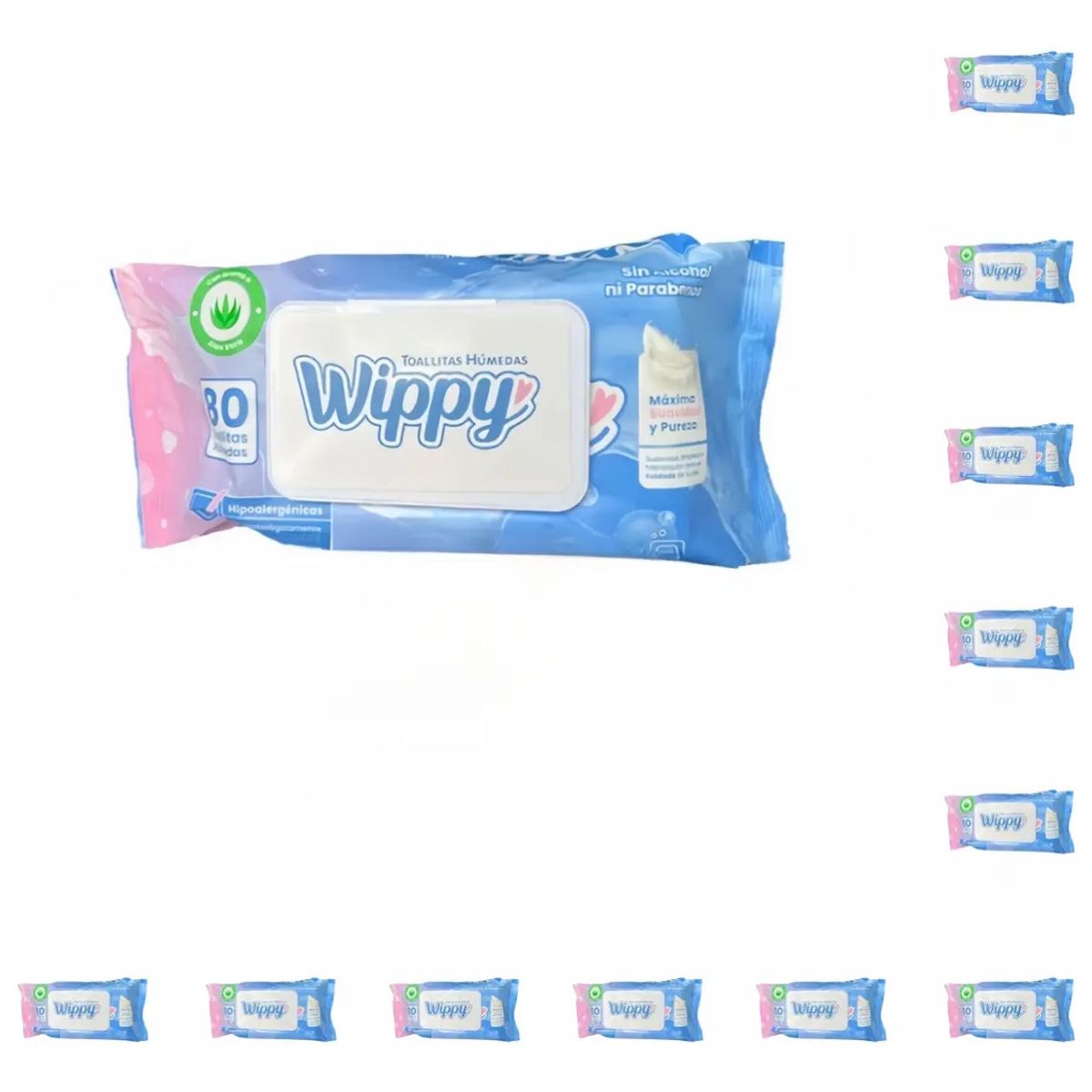 VIDA BUENAS - Caja 12 Toallitas Húmedas Water Wippy Con Tapa De 80 Unidade