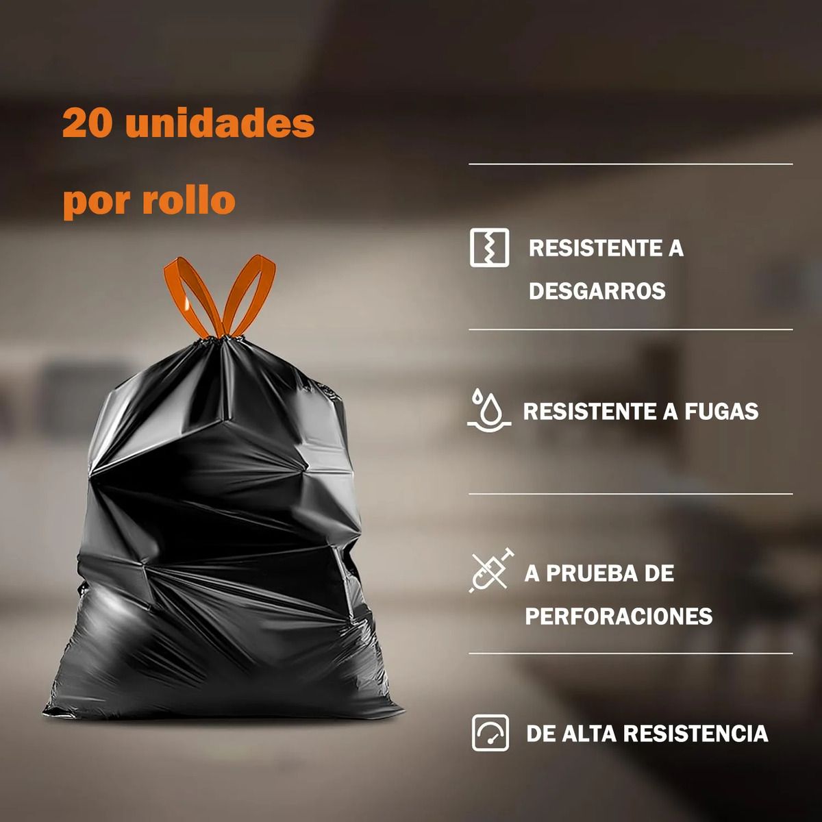 EVERSO - Bolsa De Basura Con Cordón Mediana 75x90 Cms 100 Unidad