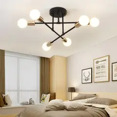BLUEDREAMER - Lámpara de Techo Colgante con 6 Focos Negro Lámpara De Techo Colgante 6 Focos