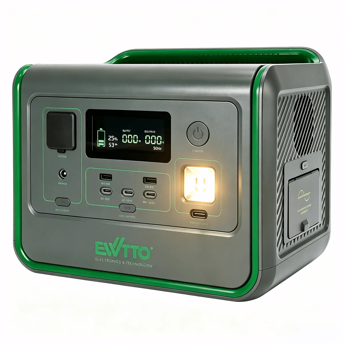 EWTTO - Generador Solar Portátil 800W 512Wh Carga Rápida 2.5h Viajes Acampar Pesca Cortes de Energia