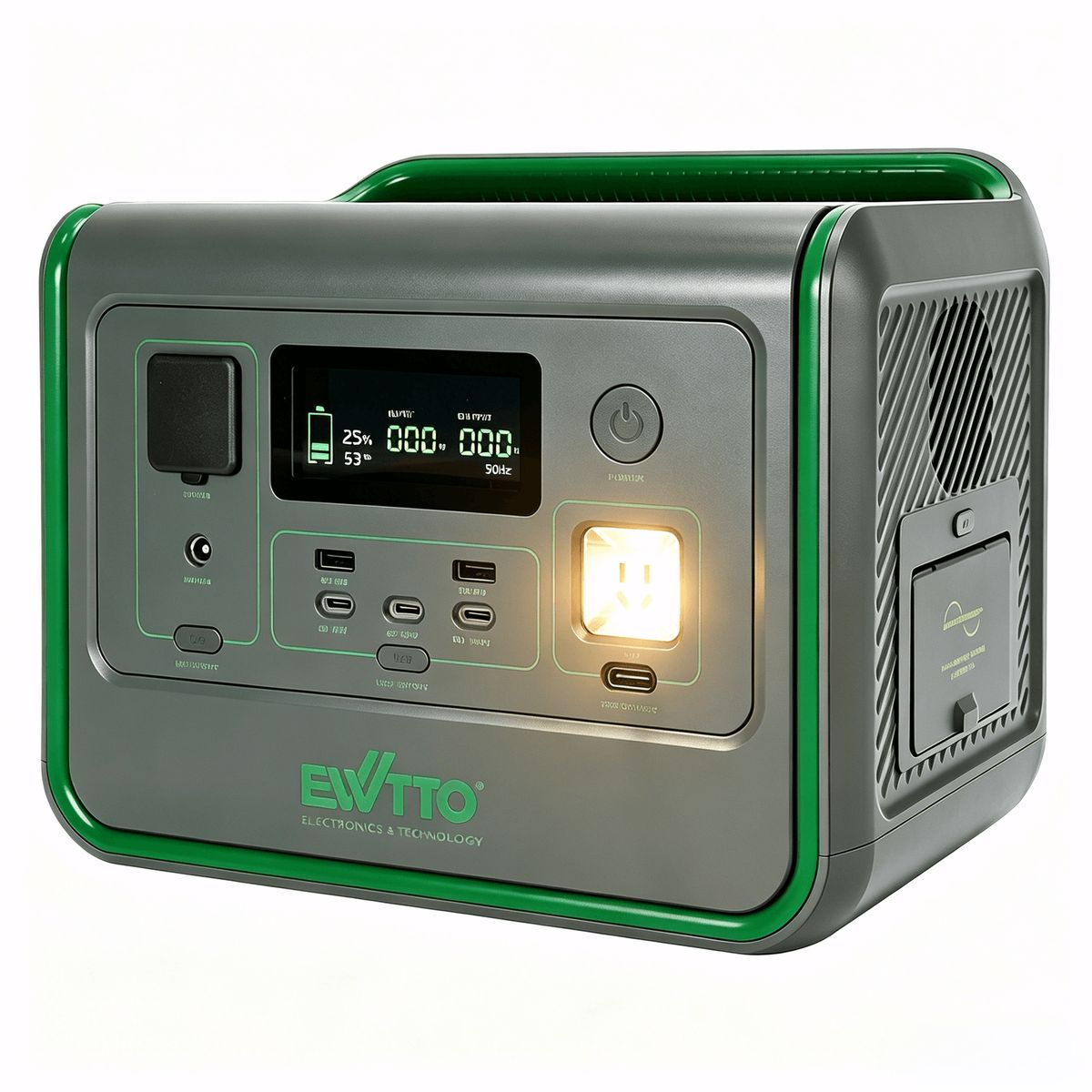 EWTTO - Generador Solar Portátil 800W 512Wh Carga Rápida 2.5h Viajes Acampar Pesca Cortes de Energia