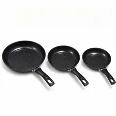 GENERICO - Set de 3 Sartenes Antiadherentes 20/24/28cm con Revestimiento de Piedra, Cocina Doméstica