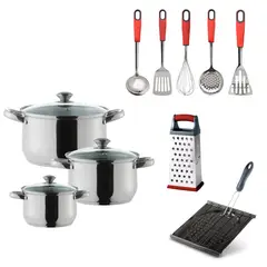 ILKO - Juego Ollas y Utencilios Cocina INOX Prime 13 piezas