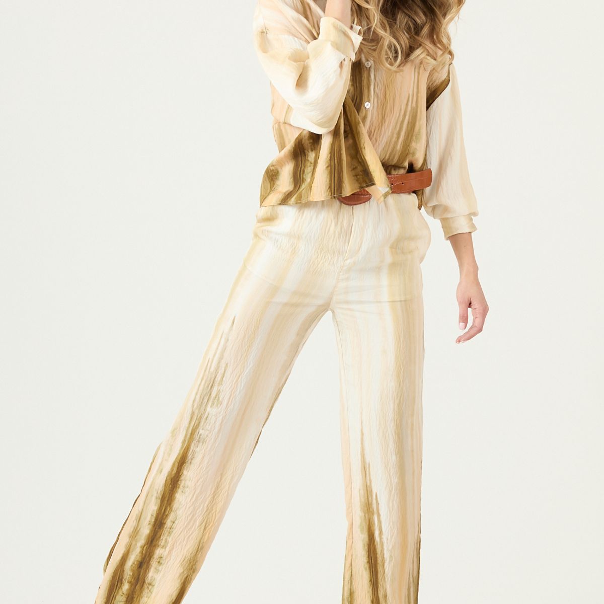 PRIVILEGE - Pantalon Palazzo Estampado Beige Cod 2013565
