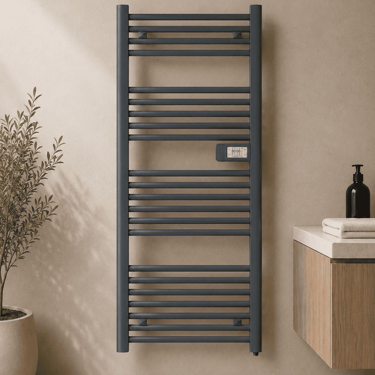 ANWO - Secador de Toallas Electrico Tubular Gris de 750W Con Wifi Anwo