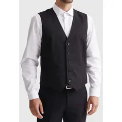 MAVIANNI - Gilet Formal Hombre Regular Twill Negro