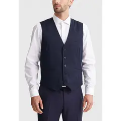 MAVIANNI - Gilet Formal Hombre Regular Twill Azul Marino