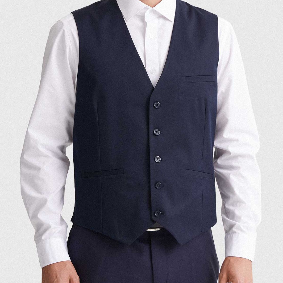 MAVIANNI - Gilet Formal Hombre Regular Twill Azul Marino