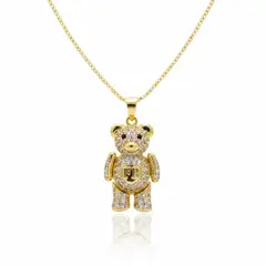 JOYAS LANDEROS - Collar Oso con Circones Enchapado en Oro 18k 50CM