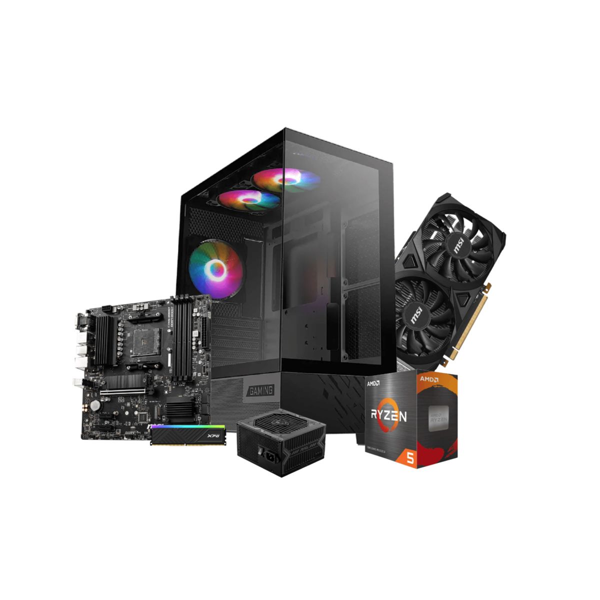 GENERICO - PC GAMER - AMD Ryzen 5 5500 - RTX 3050 6GB - RAM 16GB DDR4 - SSD M.2 512GB - Powered by MSI