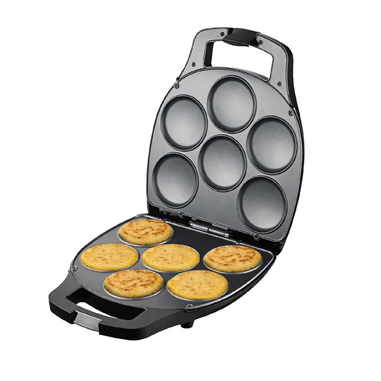 KITCHEN IT Máquina de Arepas y Panqueques Antiadherente - Gourmet Press 6 en 1