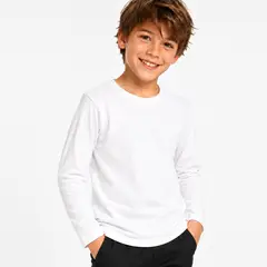 ROLY - Polera Manga Larga Niño Y Niña 100% Algodón Cuello Redondo Premium