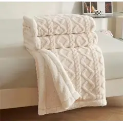 GENERICO - Frazada Manta Plush Sherpa Trenzada Extra suave 200x230cm