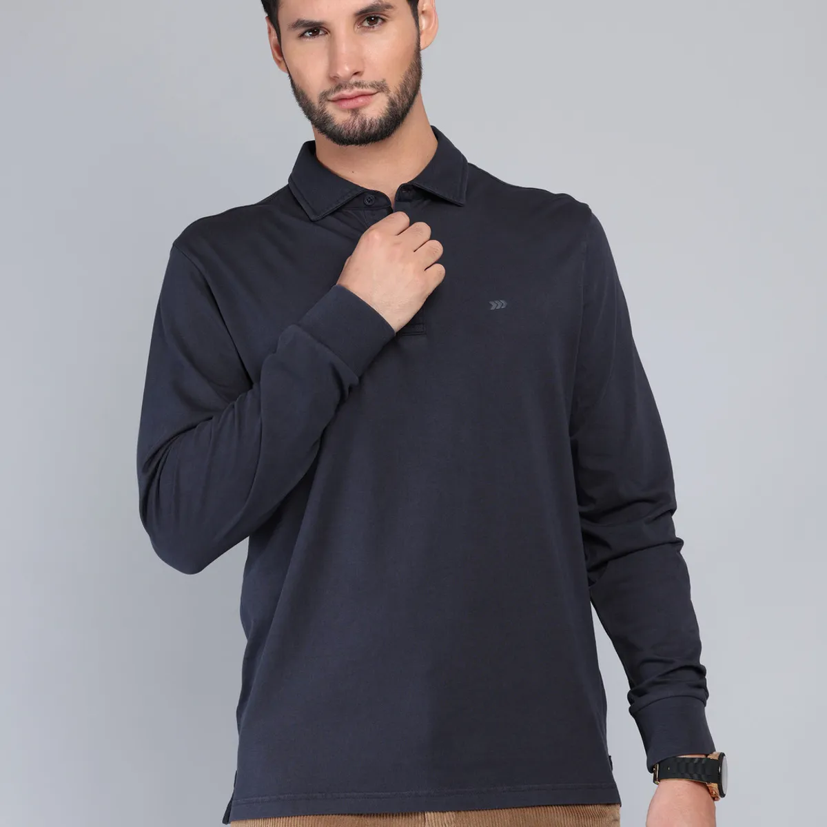 ARROW - Polera Lisa Stone Wash Regular Fit Azul Marino Arrow ARROW