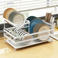 GENERICO - ESCURRIDOR DE PLATOS PREMIUM U ORGANIZADOR DE 2 NIVELES COLOR BLANCO
