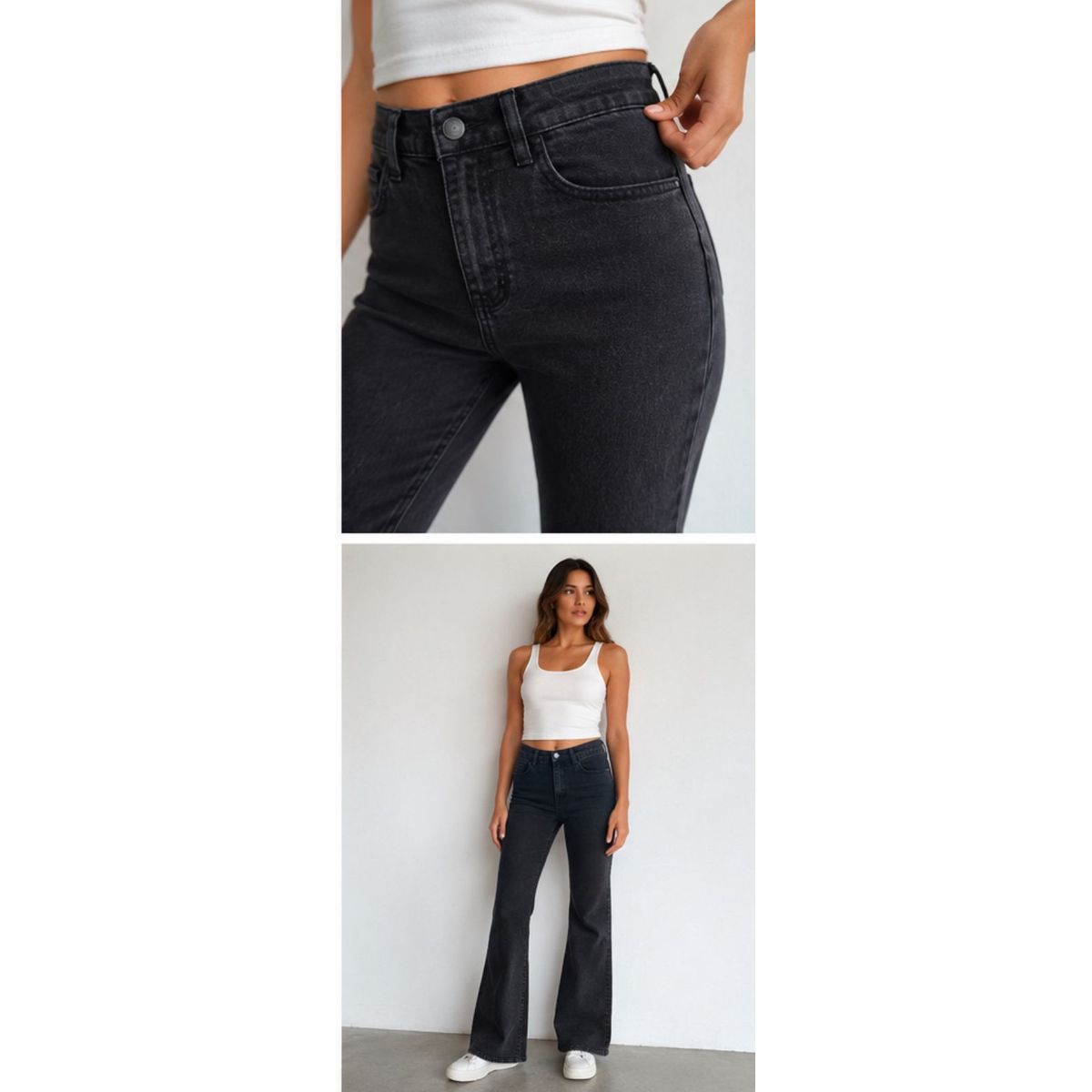 GENERAL - Jeans Mujer Universal Thread Flare Tiro Alto Negro Vintage