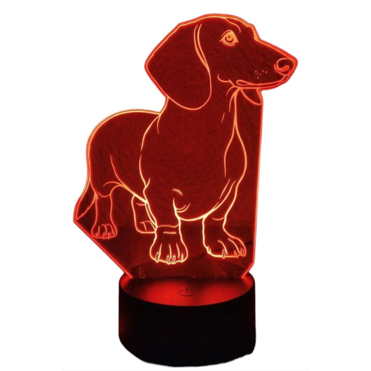 GENERICO - Lampara touch 3D Perro Salchicha (Dachshund) De 7 Colores