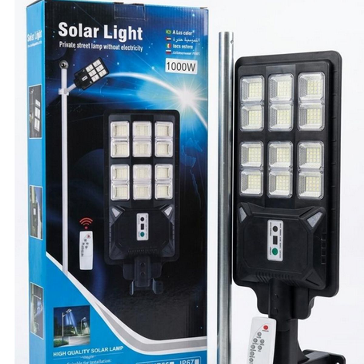 GENERICO - Foco Solar Led Potencia 1000w + Soporte Negro Blanco Frío