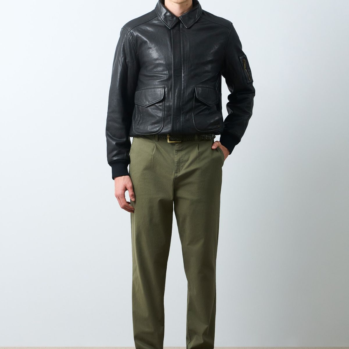 VELEZ - Vélez Chaqueta Aviador Cuero Hombre Nila Negro