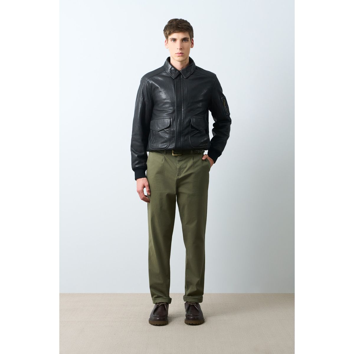VELEZ - Vélez Chaqueta Aviador Cuero Hombre Nila Negro