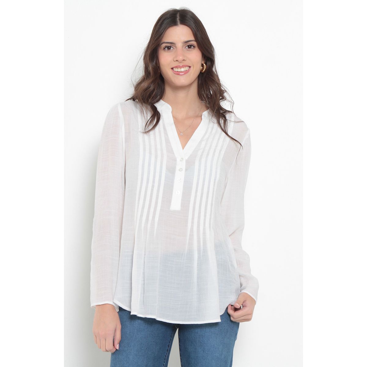 WADOS - BLUSA MANGA LARGA ESCOTE V ABOTONADA EN DELANTERO