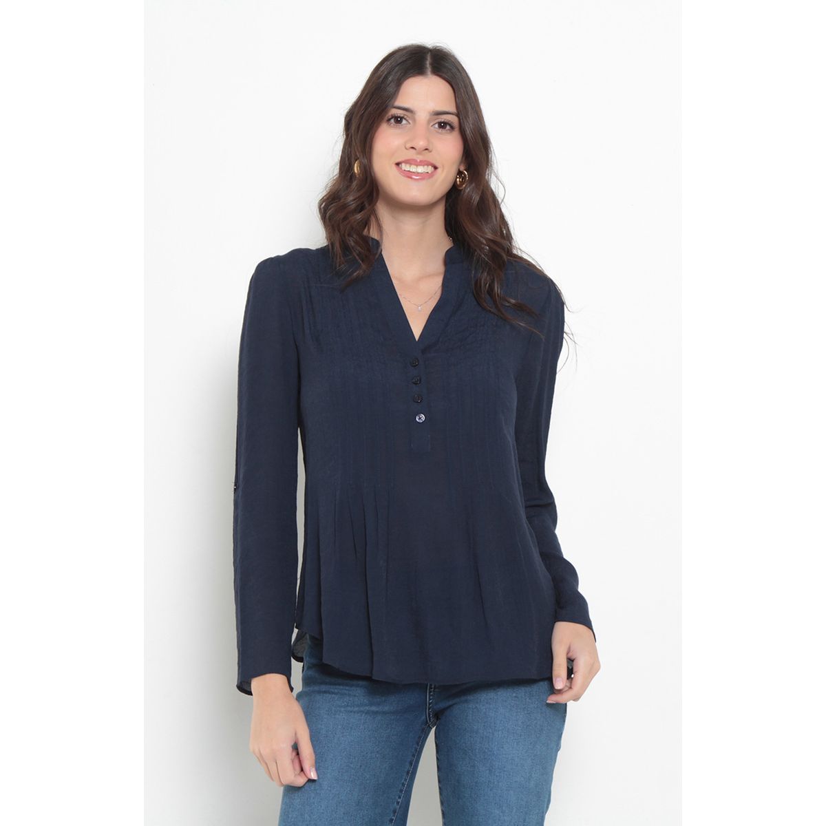 WADOS - BLUSA MANGA LARGA ESCOTE V ABOTONADA EN DELANTERO