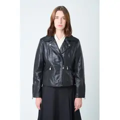 VELEZ - Vélez Chaqueta Biker Island Cuero Mujer Fit Ajustado Negro